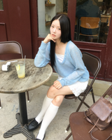Mohair button V neck knit