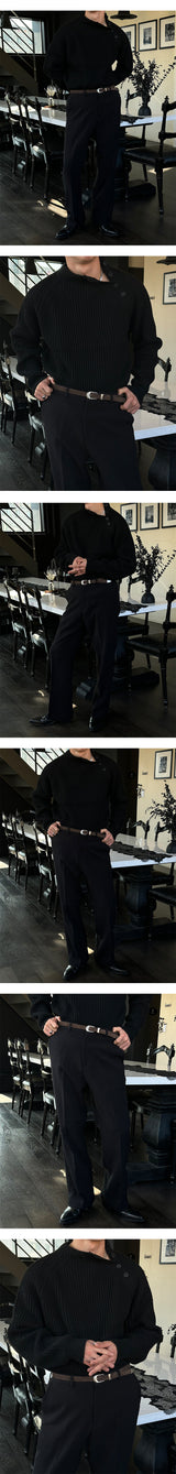 [Unisex] ショルダーボタンヘビーニット(5color)