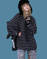 ストライプボクシーニットスウェット (3color)
