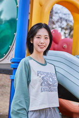 オープンアームホールハートラグラン ½Tシャツ (green/ivory)