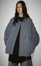 SHIRRING SLEEVED MA-1_GRAY