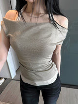 Soft Fit Layered Off-Shoulder Sleeveless