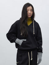 stitch v-neck sweat hood t-shirts
