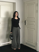 [MADE] Square wide rubber waist long pants