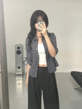 ピンタックプラエドスリムシャツ
