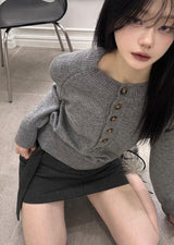 ユニビッグボタンニット