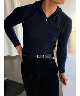[기모] Slim golgi muscle hood half zip up(4color)