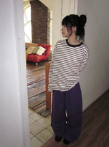 [unisex] Cadence Over Fit Stripe Color Matching Long Sleeve Tee