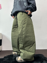 ヒーターパディング❤スナップオーバーロングパンツ 🩶🖤💚3COLOR