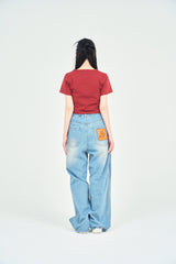 ワッペンステッチ半袖ミニTシャツ