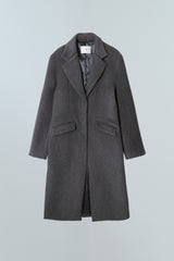 SIDE CUT OUT SINGLE WOOL COAT - CHARCOAL