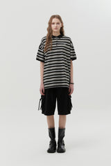 ストライプピケTシャツ [BLACK]