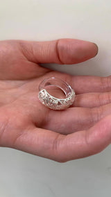 Silver ethnic pattern ring