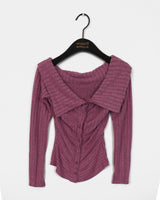 Tsupol Bokashi Collar Off-Shoulder Burton T-shirt