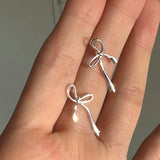 [92.5silver] フローリボンピアス