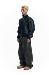 Curved Leopard Pants - Khaki