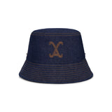 VA Curved Denim Stitch Detail Bucket Hat / Indigo