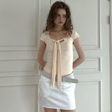 Via latea tie T-shirts (peach)