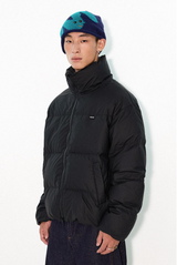 Soft and fluffy protein leather stand-collar short and neat down jacket