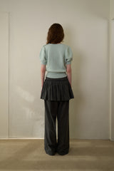 Slim button half knit_mint