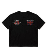スラブヘンリーネッククロップドTシャツユニオンジャック ブラック