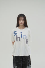 オーバーサイズシャインアップリケTシャツ [ワイン]