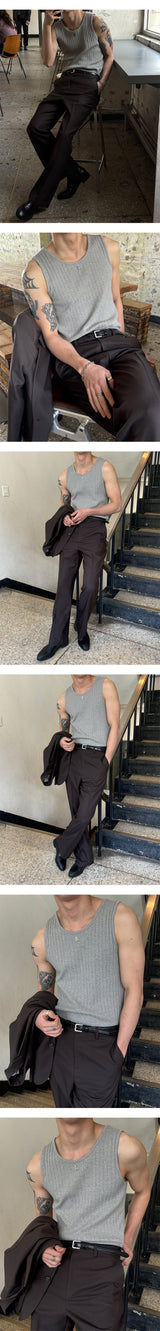 [S/S] High ribbed logo sleeveless(6color)
