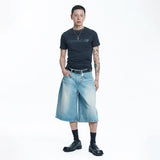 Star 8-part denim bermuda pants - LIGHT BLUE