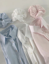 #Basic Over Cotton100 Shirt + Scrunchie Set (3color)
