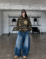 American embroidery camo overfit hoodie