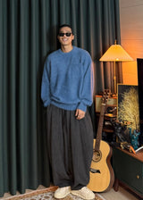 クロップドフラフィーラウンドネックニット 4COLOR