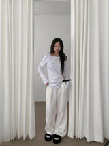  Motion 2WAY Snap Pintuck Wide Banding Long Pants (4 colors)