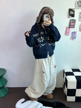トッポッキユニークスナップバルーンコーデュロイロングパンツ 🤍🤎🧸🖤2カラー