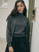 V NECK RAGLAN CARDIGAN CHARCOAL