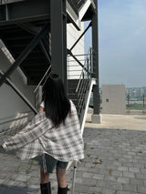 Loose fit see-through check shirt male (2 colors)