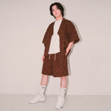 flower turn-up shorts_brown