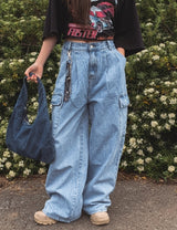 [U-DENIM/Planning Products] Summer Pintuck Wide Cargo Denim Pants