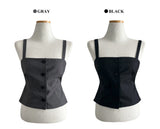 Tailor Mono Button Bustier Back Slit Top