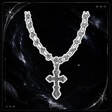 [Aespa Winter, IDLE Yuqi Pick] Chrome Cross Twisted Bold Chain Necklace