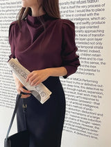 Nubet Half-Neck Drape Puff Blouse