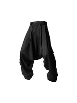RELABEL Three-dimensional Composition (Reshaped) Low-rise Multi-fold Asymmetric Through-zip Multi-pocket Casual Suit Trousers