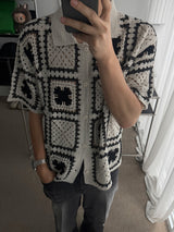 ASCLO Clover Crochet Short Sleeve Cardigan (2color)