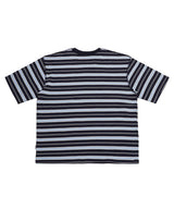 ボーダーオーバーロックストライプTシャツ_ネイビー