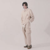 grunge wide cargo pants_lightbeige