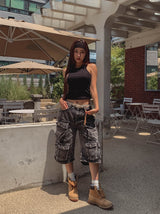 Super Pocket Cargo Half Denim Pants