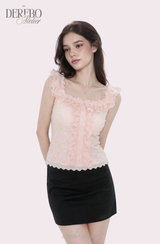 Peach Chiffon Frill Blouse