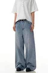 Washed Blue Straight Jeans