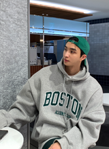 Urban Boston Embroidery Double Middle Overfit Hoodie