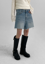 [B-DENIM] カッディングハーフショーツ 043