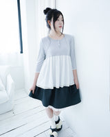 Dot flare layered top / gray
